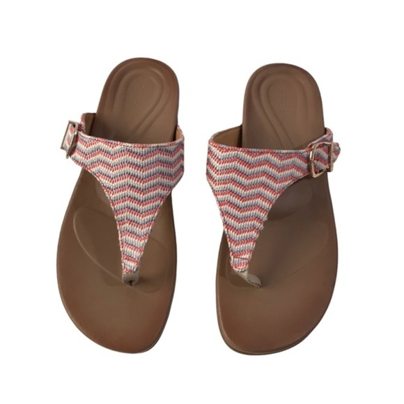 Aetrex Rita Adjustable thong Sandals US size 8.5 in coral multi colors - Picture 2 of 8